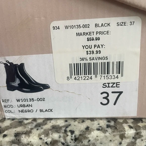 Women’s Rain Boots Igor Glossy Black Sz37 (US 7) - Picture 4 of 6